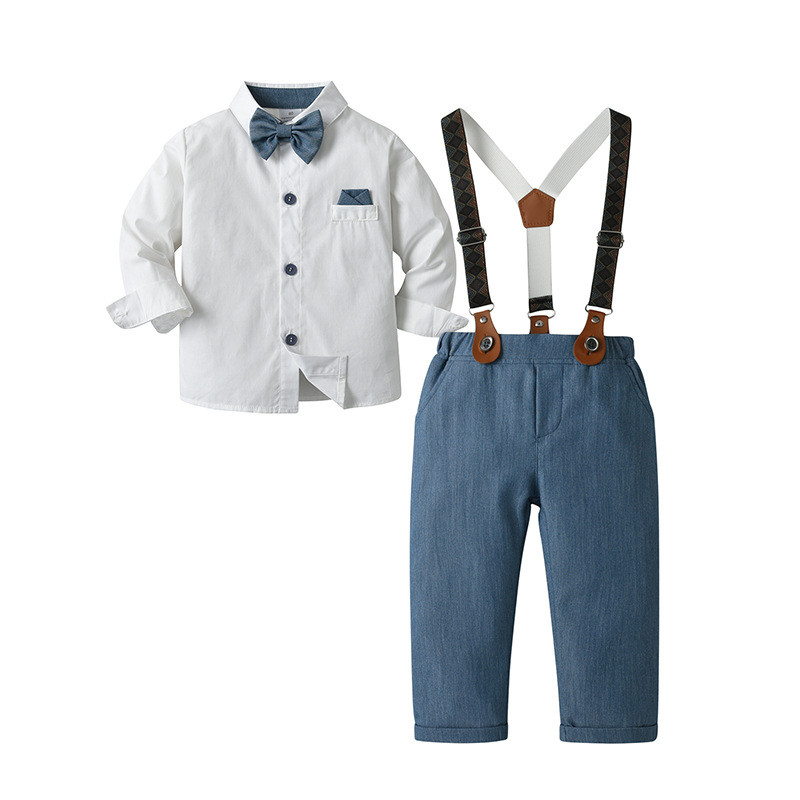 男の子フォーマルスーツ子供服ブレザー  ベビー服 3点セット シャツ パンツ サスペンダー 卒園式 入園式 七五三