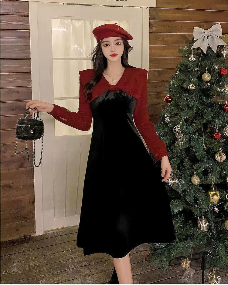 大きいサイズ レディース ワンピース　春 秋冬 新品 長袖　レッド　赤