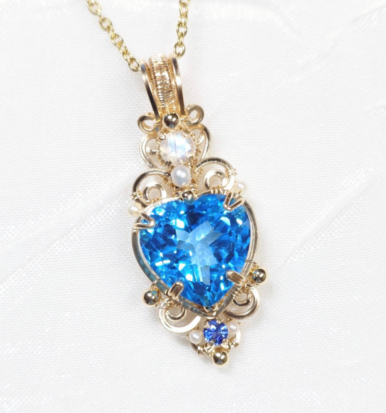 大きめハート・スイスブルートパーズのペンダント＊