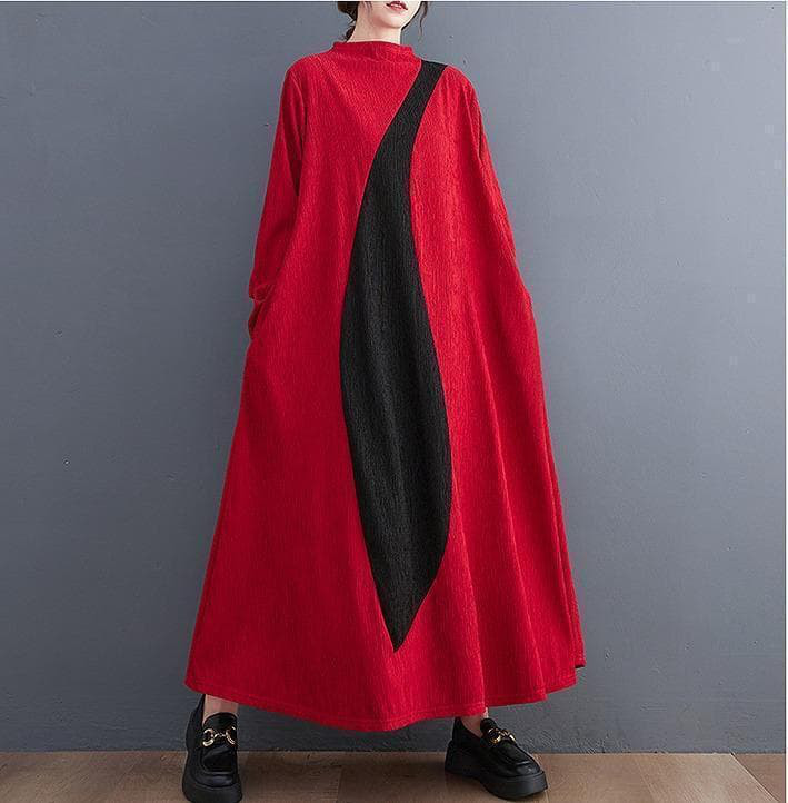 新品 大きいサイズ3L前後ワンピース 秋冬ロングワンピース マキシ丈 ゆったりr