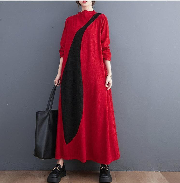 新品 大きいサイズ3L前後ワンピース 秋冬ロングワンピース マキシ丈 ゆったりr