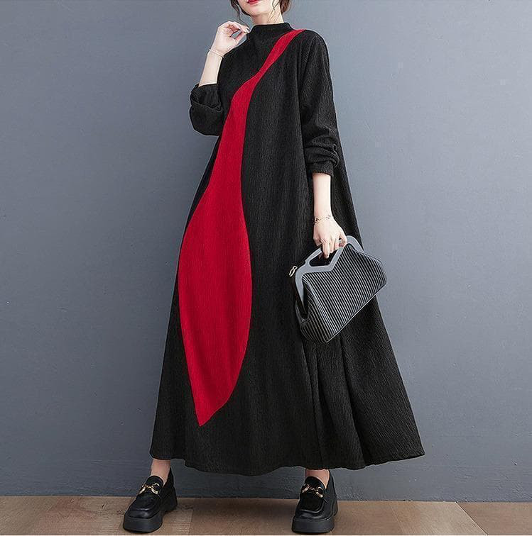 新品 大きいサイズ3L前後ワンピース 秋冬ロングワンピース マキシ丈 ゆったりr