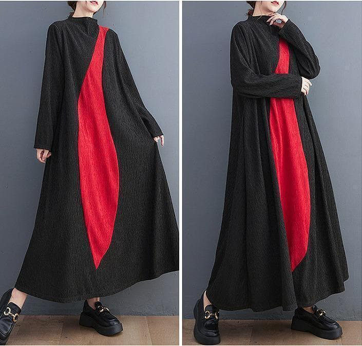 新品 大きいサイズ3L前後ワンピース 秋冬ロングワンピース マキシ丈 ゆったりr