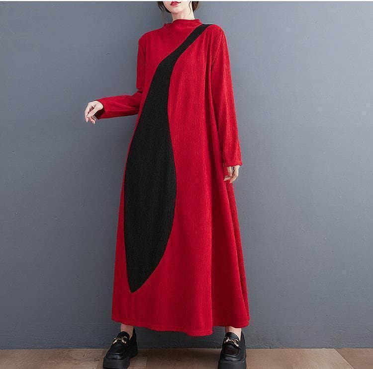 新品 大きいサイズ3L前後ワンピース 秋冬ロングワンピース マキシ丈 ゆったりr