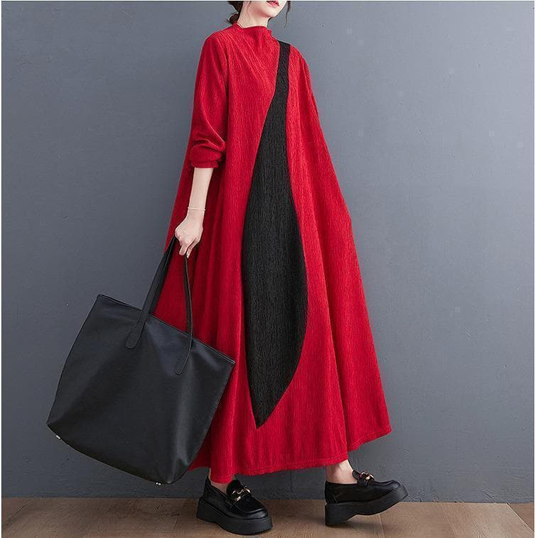 新品 大きいサイズ3L前後ワンピース 秋冬ロングワンピース マキシ丈 ゆったりr