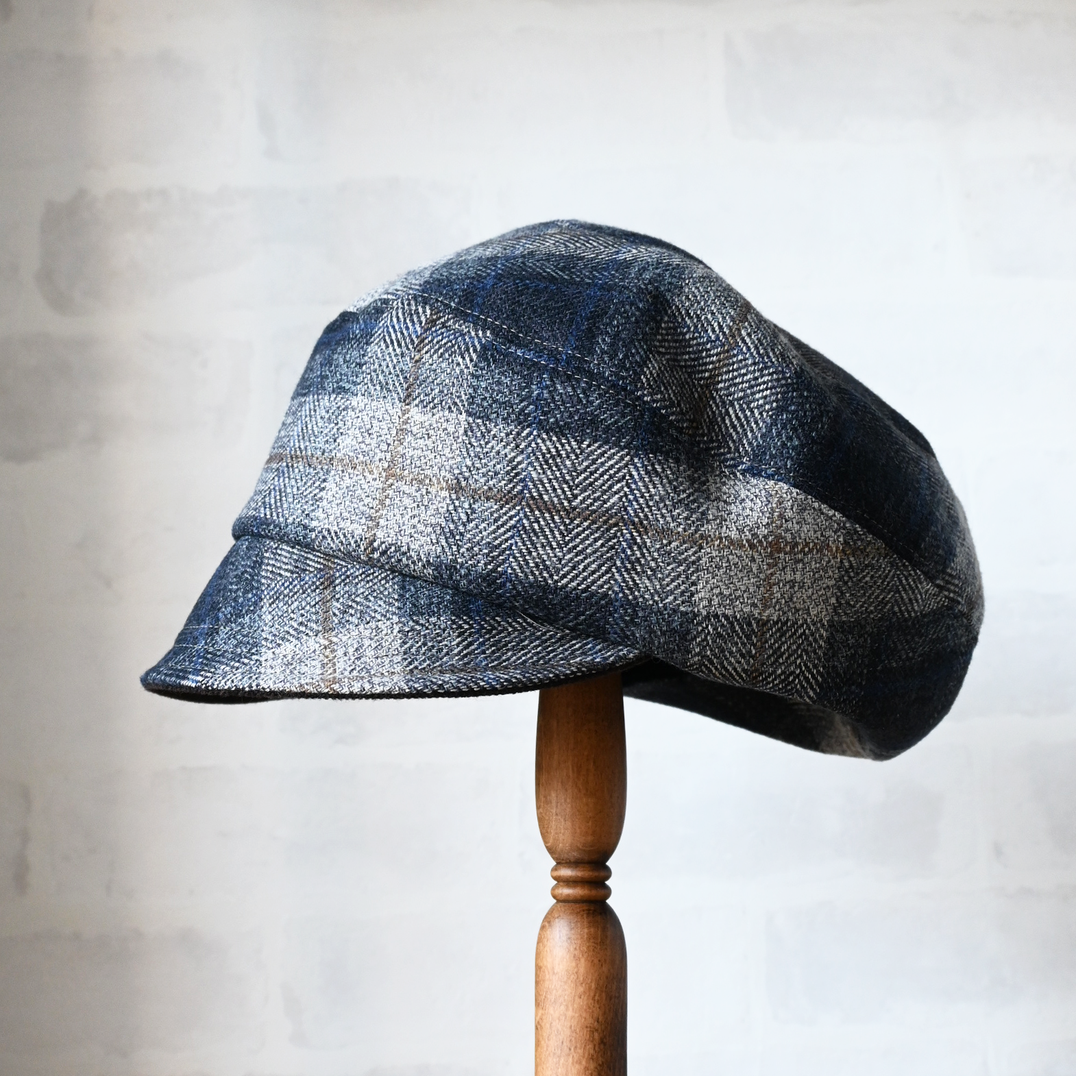 ころん キャスケット コットンツイード ネイビー チェック コンパクト Mサイズ 帽子