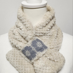 受注制作 】 ミナペルホネン アネモネ グレー×カーキ ネックウォーマー