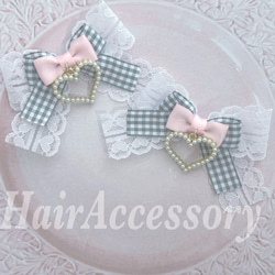 ヘアクリップ　Ｕピン（ガーランドリボン　水色）　ロリィタ　ヘアメ　担当カラー ヘアクリップ Uピン（ガーランドリボン 水色） ロリィタ ヘアメ 担当