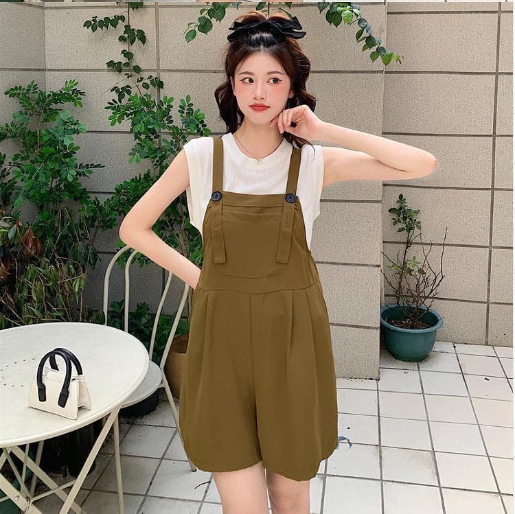 大きいサイズ レディース 春 夏 2点セット　サロペット　パンツ　トップス