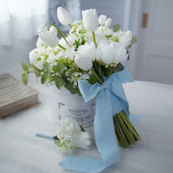 白い小花のナチュラルブーケ ウェディングブーケ ブーケ nanohana