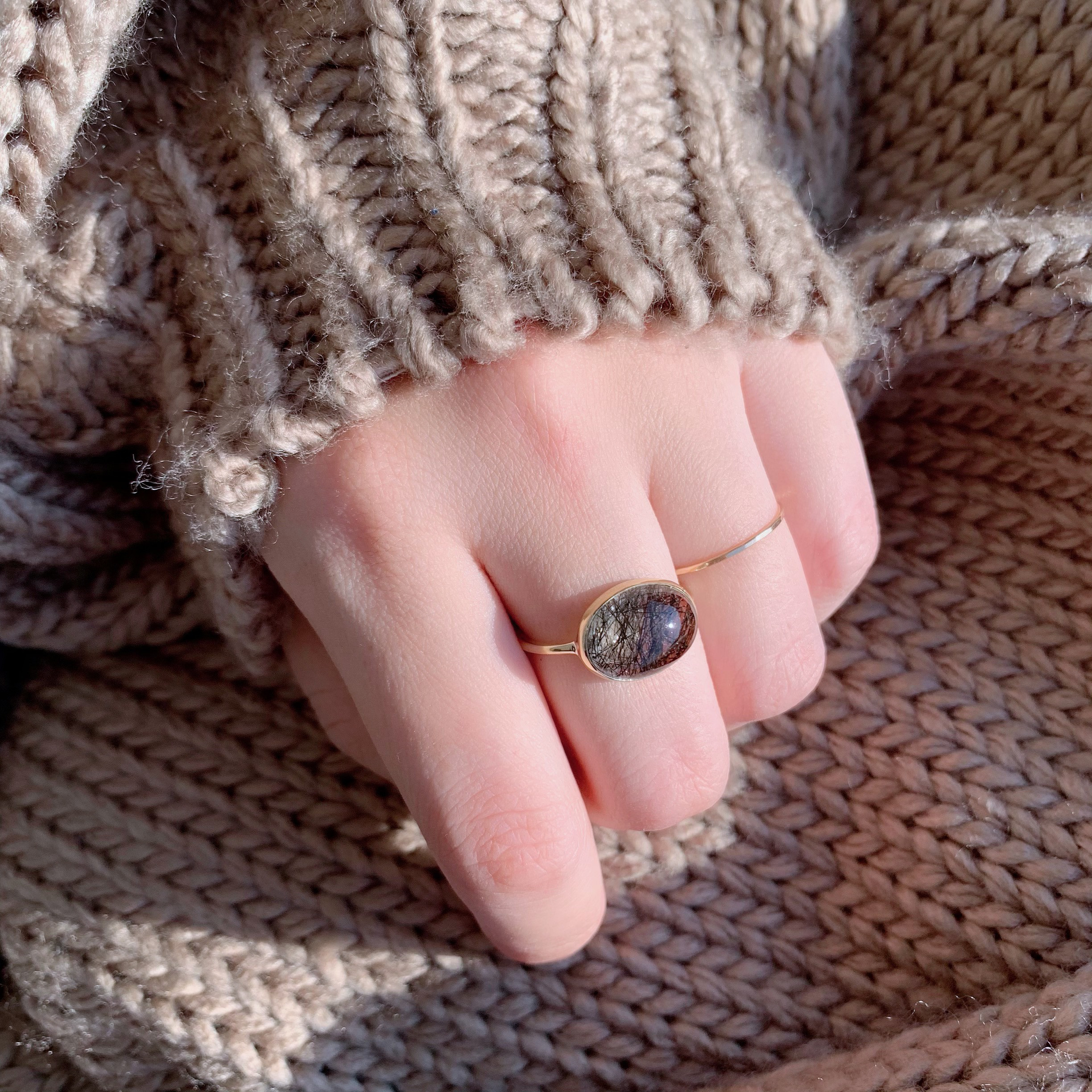 【15号】トルマリンクォーツの真鍮リング