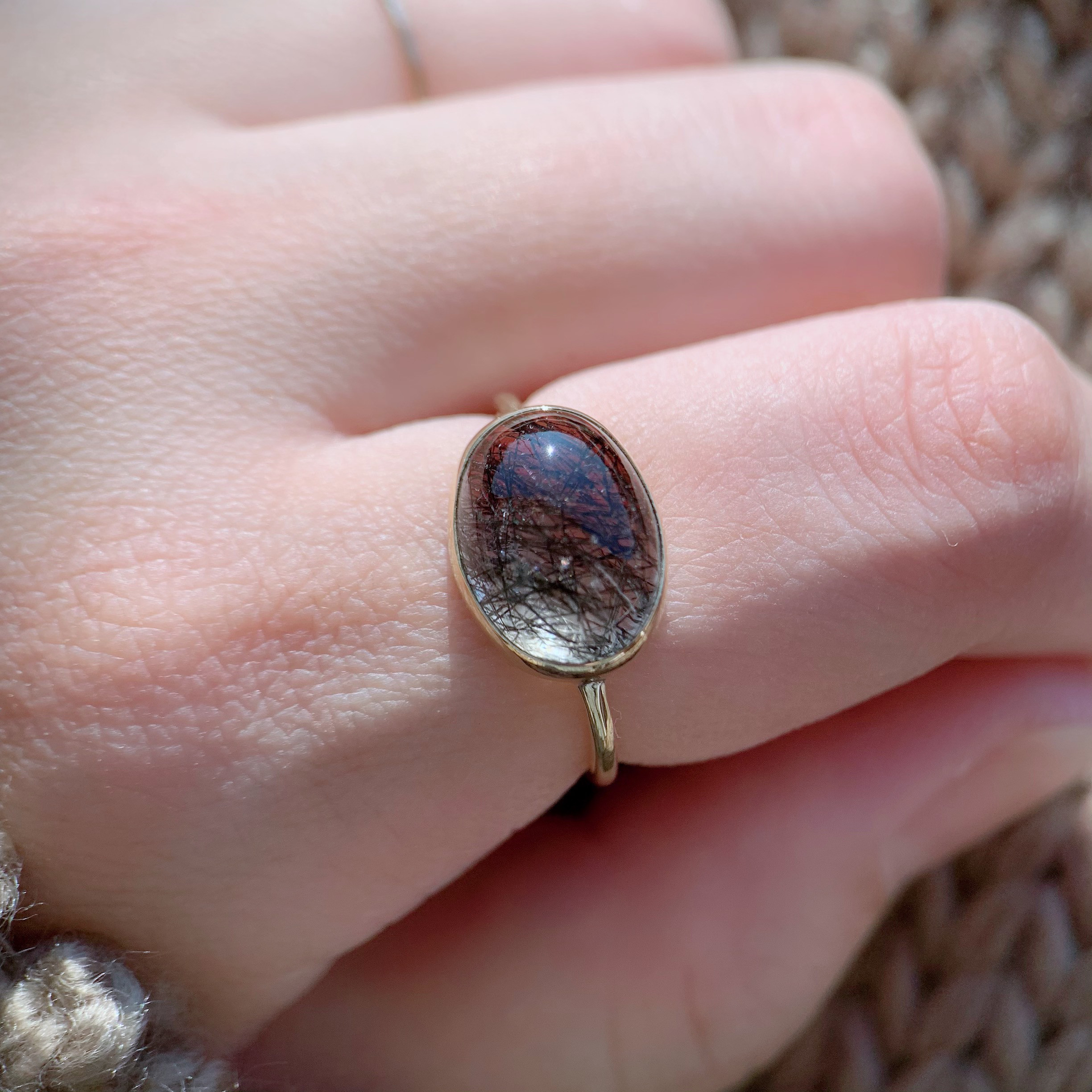 【15号】トルマリンクォーツの真鍮リング