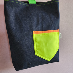 【三件套裝】牛仔褲和螢光口袋：● 上課包 ● 鞋盒 ● 體操服包【尺寸可調式】 第9張的照片