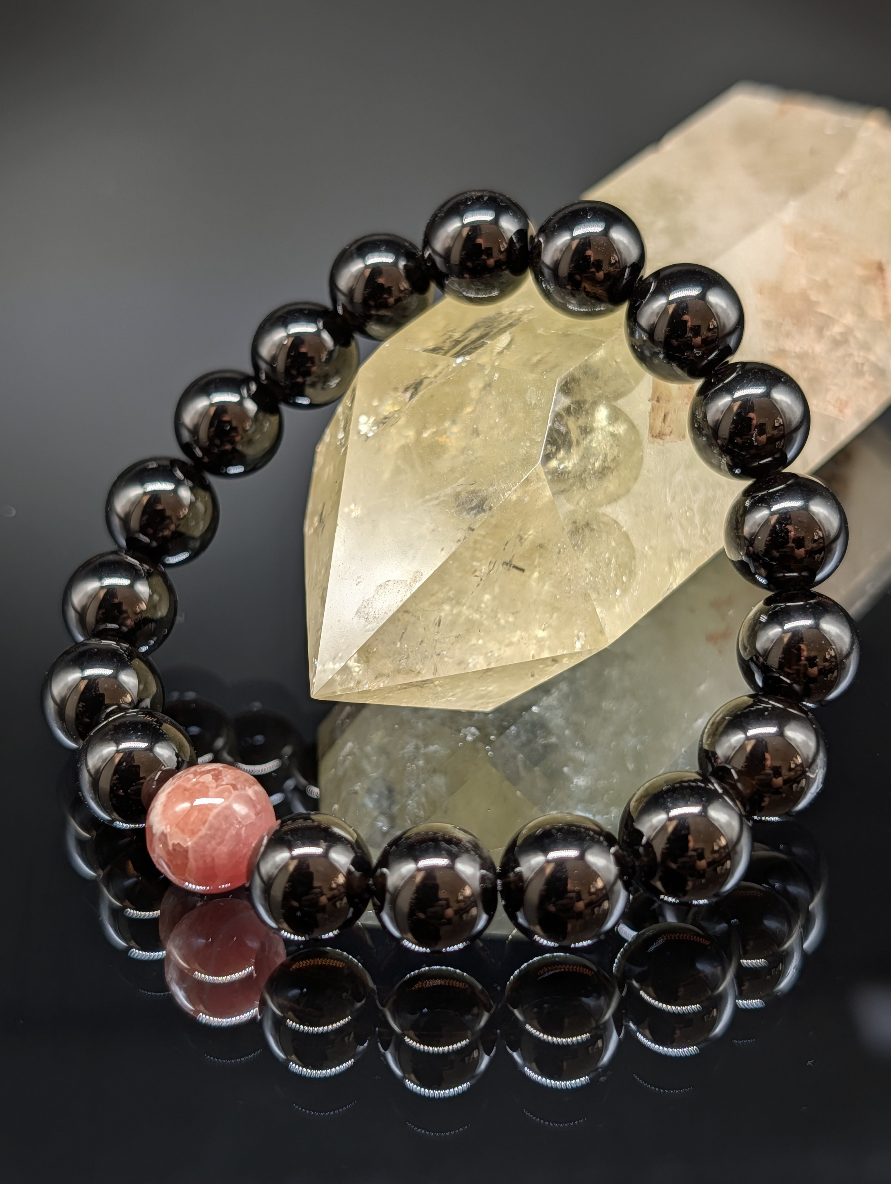 【最強守護・恋愛】モリオン インカローズ 10mm ブレスレット