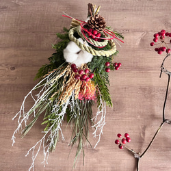 お正月飾り】3way スワッグ・リースにもなるしめ縄飾り・華やか