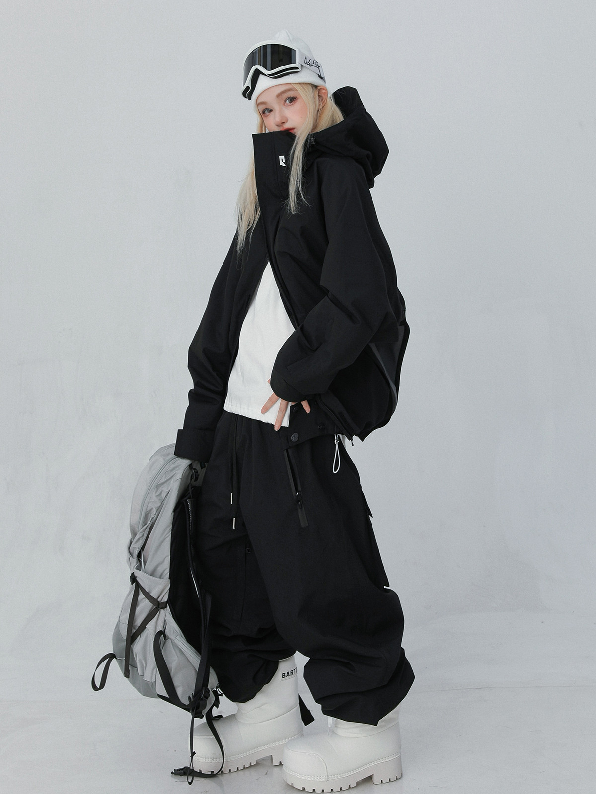 25-26 スノボウェア 上下セット 黒 裏起毛 撥水 3L メンズ レディース ジャケット パンツ SK076