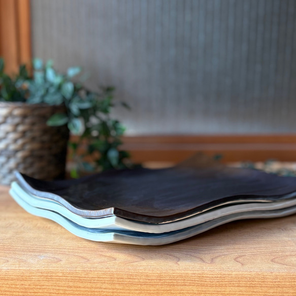 手づくりタタラ型長角大皿 9枚目の画像