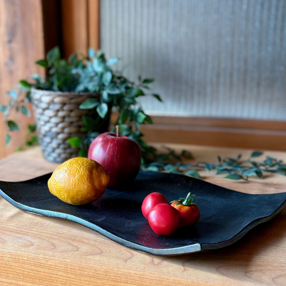 手づくりタタラ型長角大皿 12枚目の画像