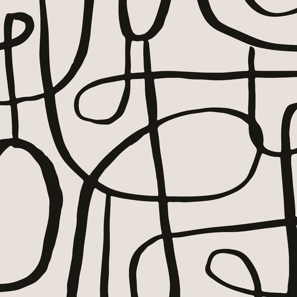 アートポスター 抽象画 ラインアート おしゃれ モノクロ 白黒 曲線デザイン モダンアート インテリア 2枚目の画像