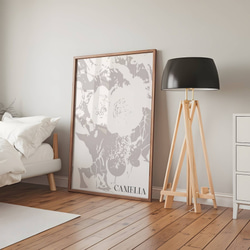 アートポスター カメリア 北欧風 モノクロ 花 ボタニカル おしゃれ シンプルモダン インテリア 10枚目の画像