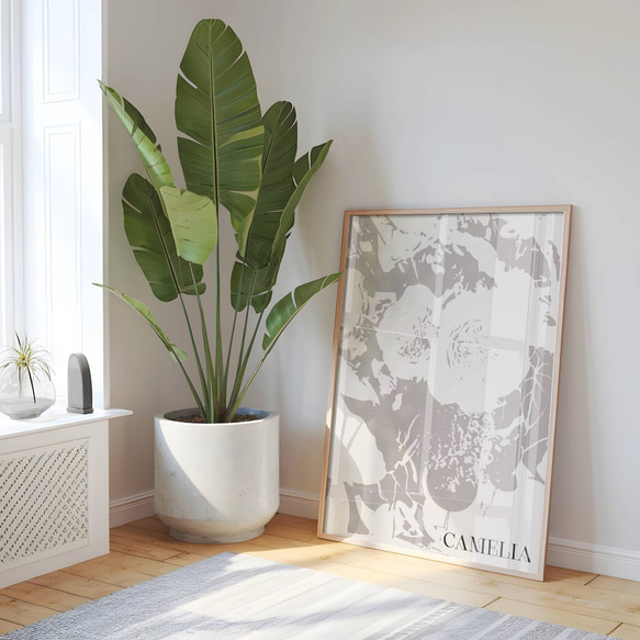 アートポスター カメリア 北欧風 モノクロ 花 ボタニカル おしゃれ シンプルモダン インテリア 16枚目の画像