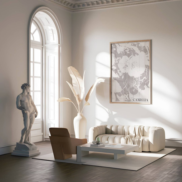 アートポスター カメリア 北欧風 モノクロ 花 ボタニカル おしゃれ シンプルモダン インテリア 13枚目の画像