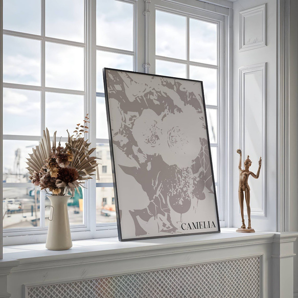 アートポスター カメリア 北欧風 モノクロ 花 ボタニカル おしゃれ シンプルモダン インテリア 15枚目の画像
