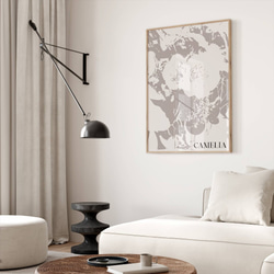 アートポスター カメリア 北欧風 モノクロ 花 ボタニカル おしゃれ シンプルモダン インテリア 5枚目の画像