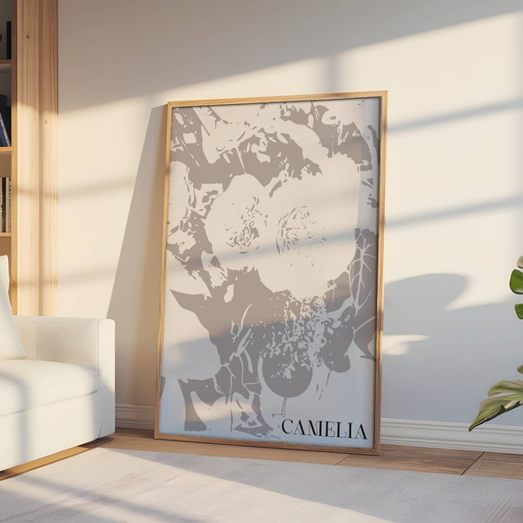 アートポスター カメリア 北欧風 モノクロ 花 ボタニカル おしゃれ シンプルモダン インテリア 17枚目の画像