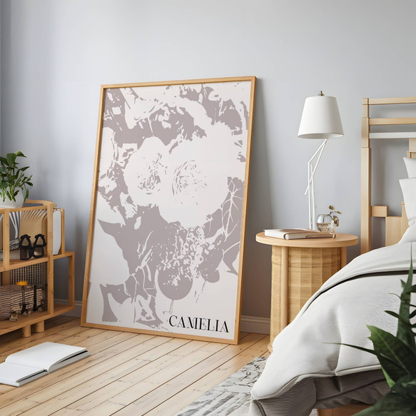 アートポスター カメリア 北欧風 モノクロ 花 ボタニカル おしゃれ シンプルモダン インテリア 9枚目の画像