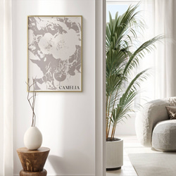 アートポスター カメリア 北欧風 モノクロ 花 ボタニカル おしゃれ シンプルモダン インテリア 6枚目の画像