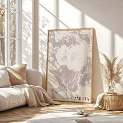 アートポスター カメリア 北欧風 モノクロ 花 ボタニカル おしゃれ シンプルモダン インテリア 11枚目の画像