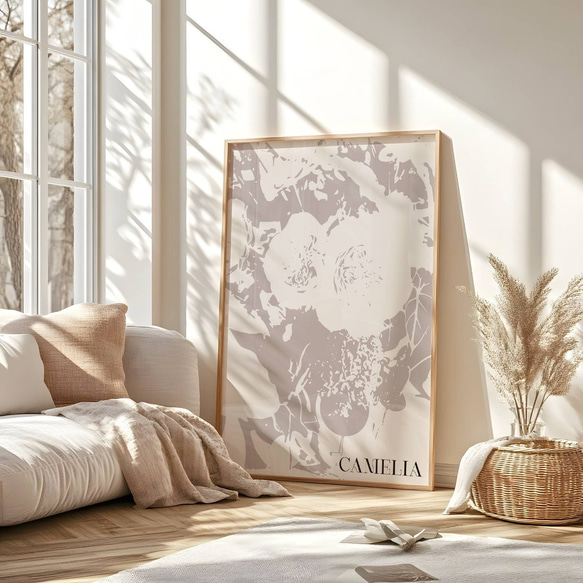 アートポスター カメリア 北欧風 モノクロ 花 ボタニカル おしゃれ シンプルモダン インテリア 11枚目の画像