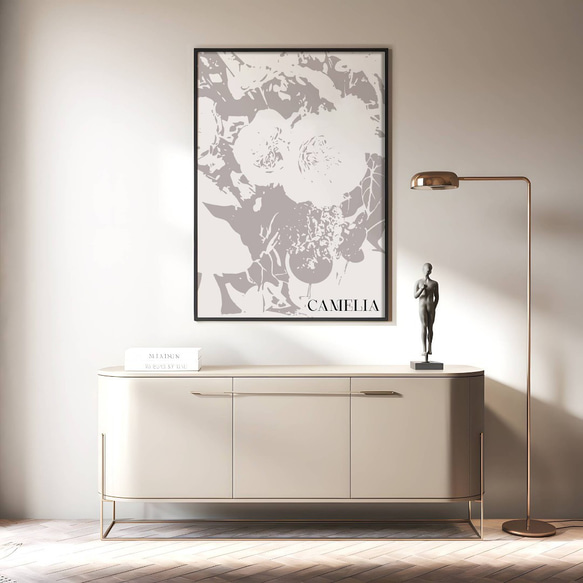 アートポスター カメリア 北欧風 モノクロ 花 ボタニカル おしゃれ シンプルモダン インテリア 14枚目の画像