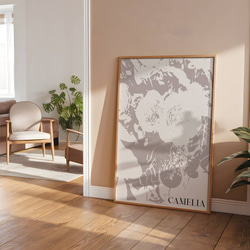 アートポスター カメリア 北欧風 モノクロ 花 ボタニカル おしゃれ シンプルモダン インテリア 3枚目の画像
