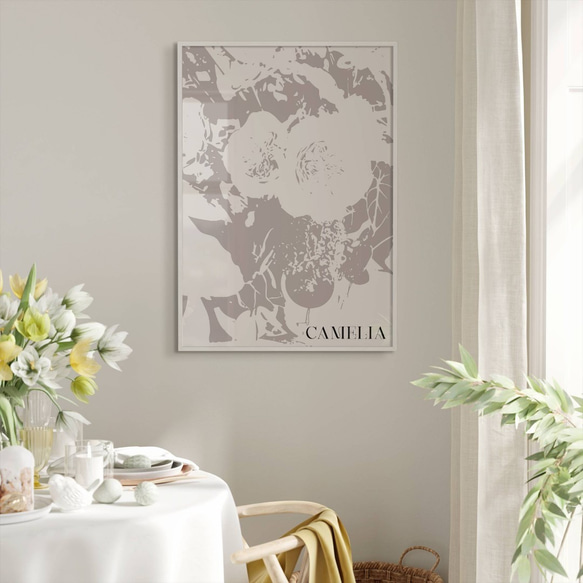 アートポスター カメリア 北欧風 モノクロ 花 ボタニカル おしゃれ シンプルモダン インテリア 8枚目の画像