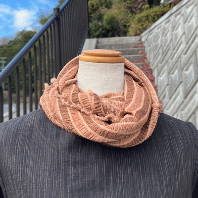 播州織柿渋染めスヌードK23066