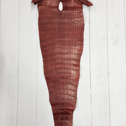 ワニ革　クレイフィニッシュ　レッドブラウン　No.C009301 5枚目の画像