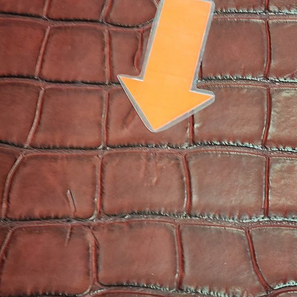 ワニ革　クレイフィニッシュ　レッドブラウン　No.C009301 12枚目の画像