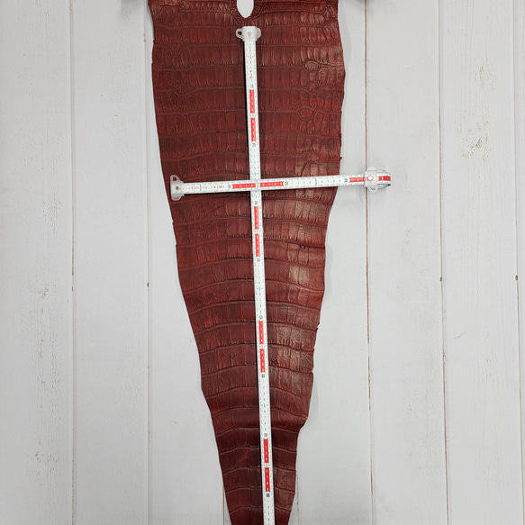 ワニ革　クレイフィニッシュ　レッドブラウン　No.C009301 7枚目の画像