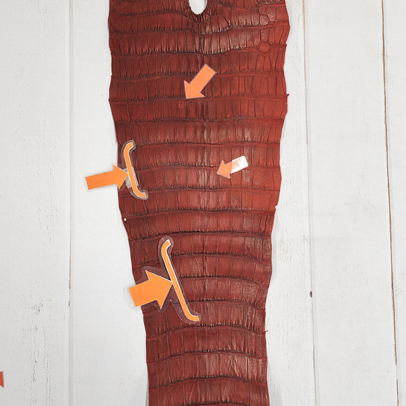 ワニ革　クレイフィニッシュ　レッドブラウン　No.C009302 17枚目の画像