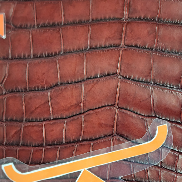 ワニ革　クレイフィニッシュ　レッドブラウン　No.C009302 15枚目の画像