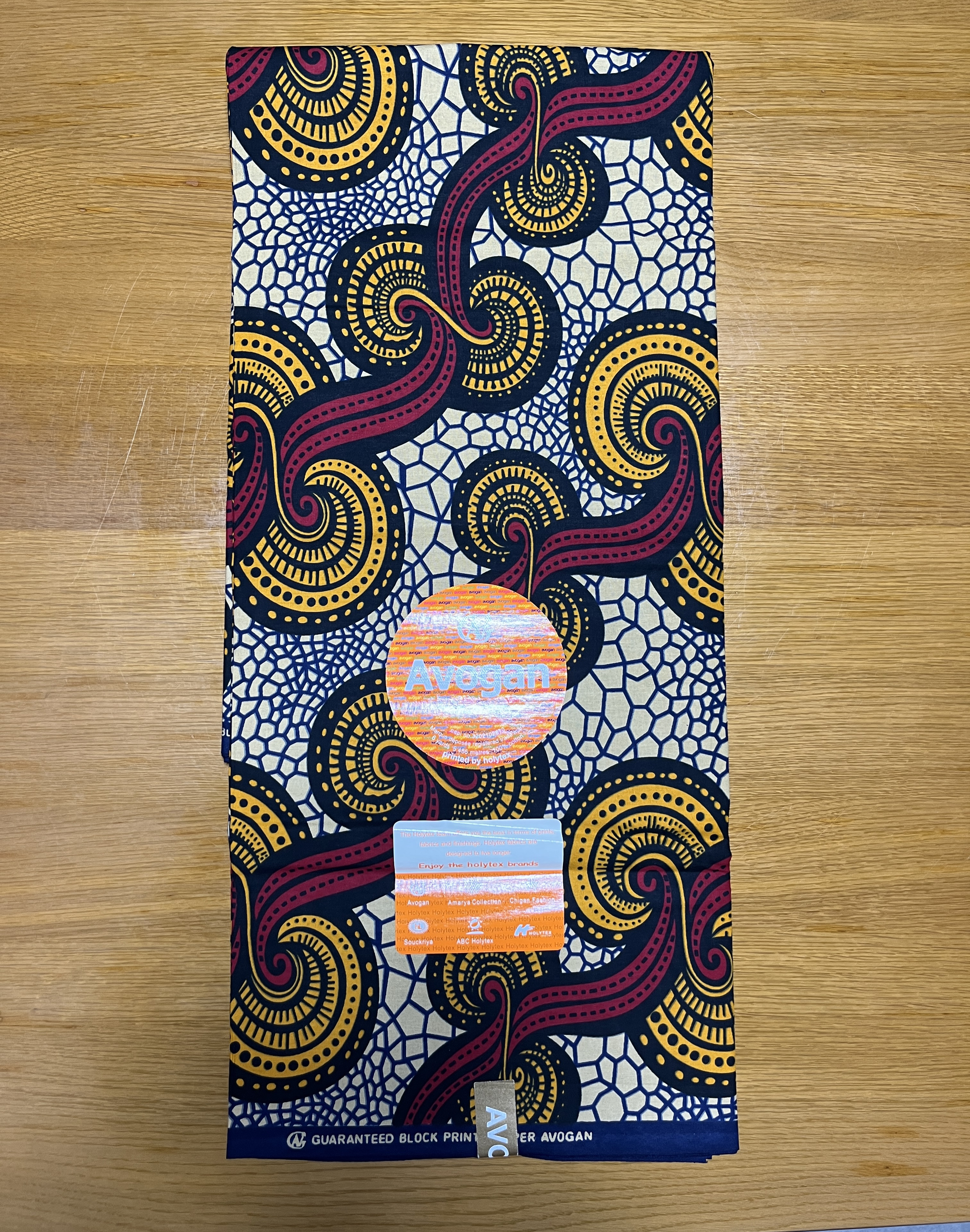 【アフリカ布】キテンゲ ワックスプリント バティック コットン柄 6ヤード