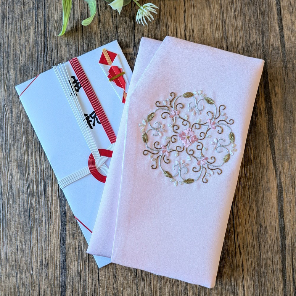 日本刺繍の金封ふくさ（西洋唐草）（F2515）