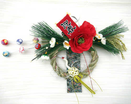 2026しめ縄☆ 正月飾り 水引鶴のお正月リース飾り 大26-1 リース