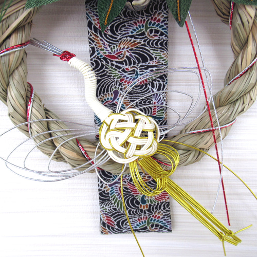 2026しめ縄☆ 正月飾り 水引鶴のお正月リース飾り 大26-1 リース