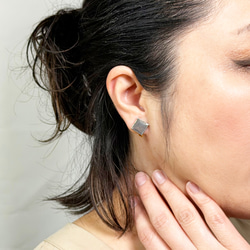 [T-268] 美濃燒瓷磚耳環/耳環（珍珠淺灰色） 第5張的照片