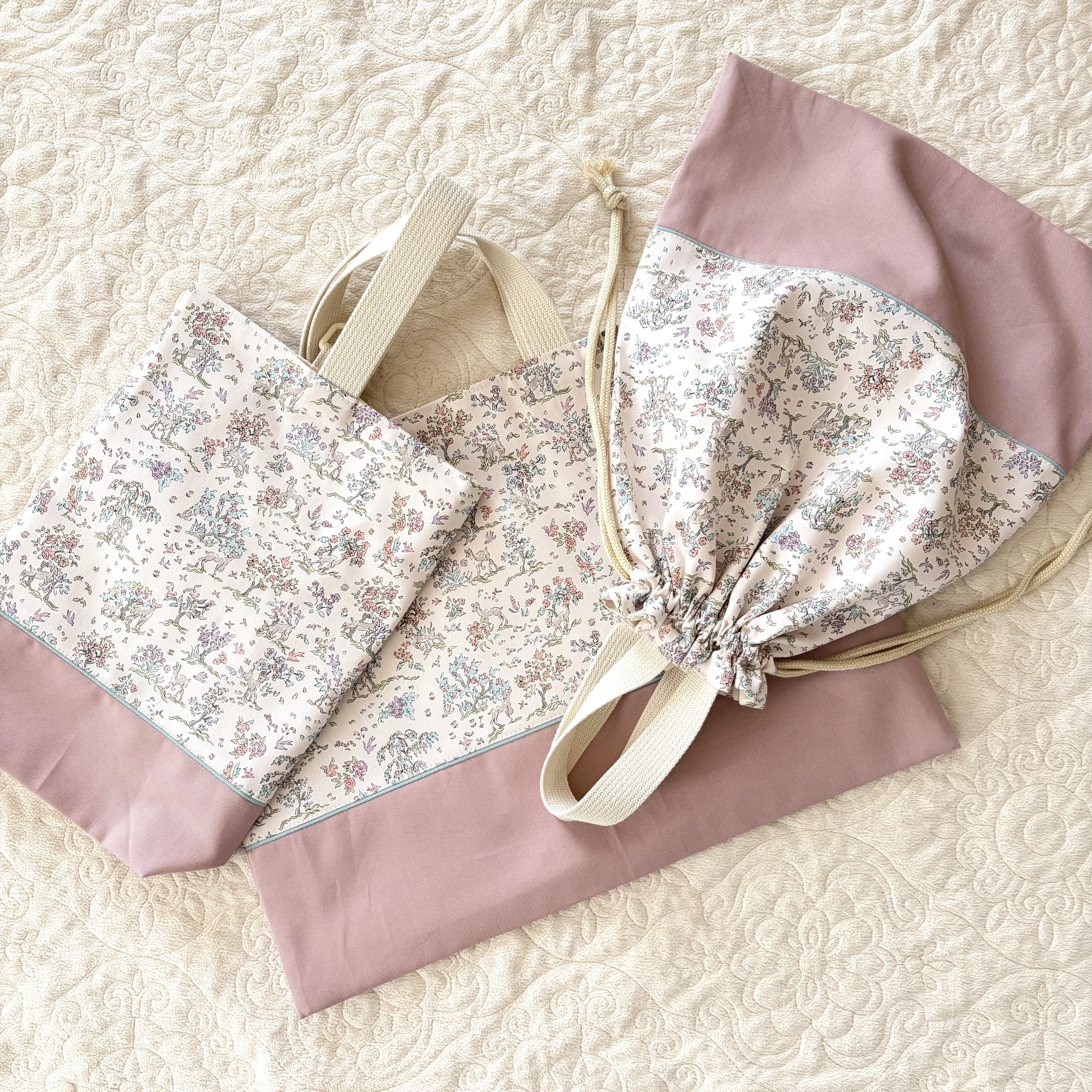 新作⋈♡*｡ﾟリバティ エッタ くすみピンク レッスンバッグ シューズ袋 お着替え袋