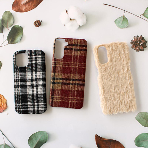 スマホケース ハード 全機種対応【ファーorチェック柄ケース】スマホ