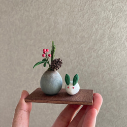 ＼年内は12月26日が最終発送／ 9962.bud 小さなお正月飾りと雪うさぎ 南天 5枚目の画像